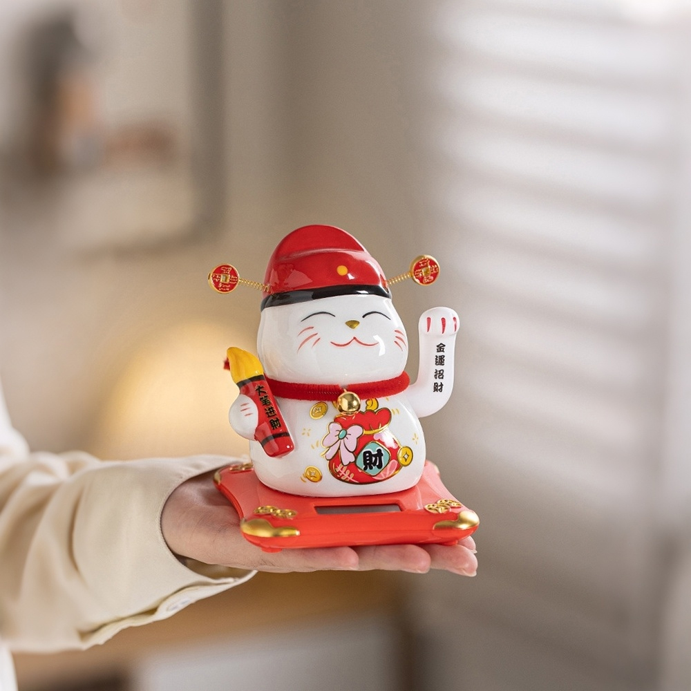 Solar Waving Lucky Cat Ceramic - đánh giá và giá Fishing Hat