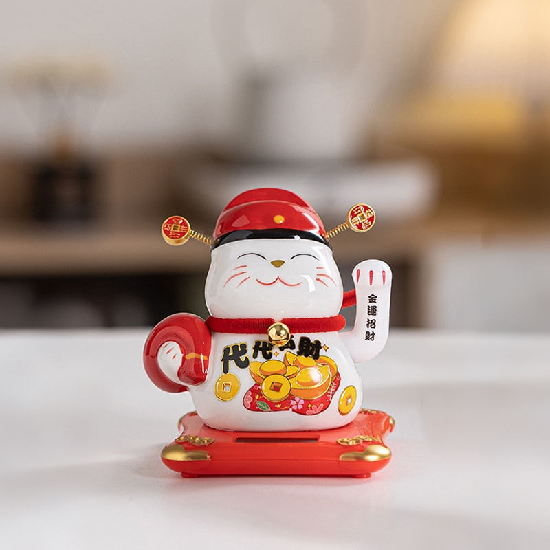 Solar Waving Lucky Cat Ceramic - đánh giá và giá Fishing Hat
