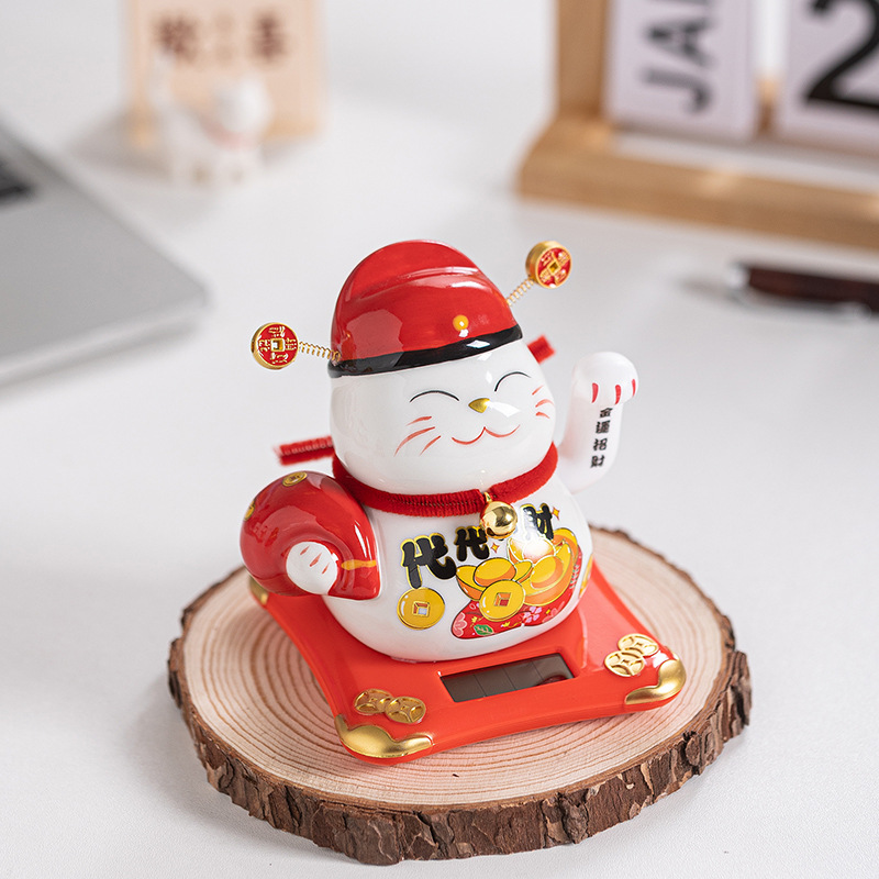 Solar Waving Lucky Cat Ceramic - đánh giá và giá Fishing Hat